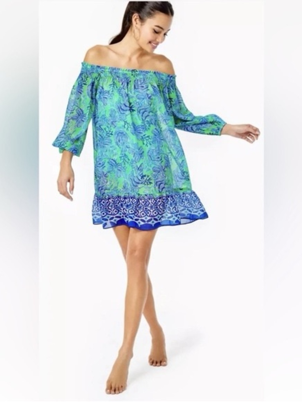 Lilly Pulitzer Maribeth Off-the-Shoulder Cover-Up Dress